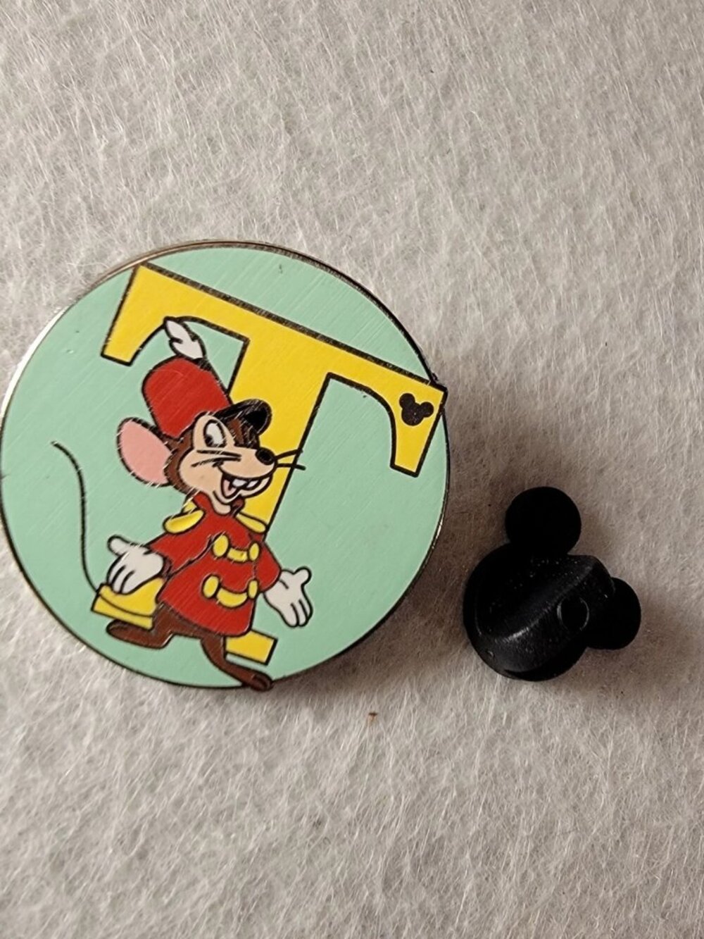 Timothy Q Mouse T Monogram Button Hidden Mickey 2012 Disney Enamel Trading Pin